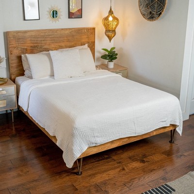 Queen Size White Muslin Cotton Throw Blanket