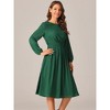 Seta T Women's Long Sleeve Crewneck Casual Dress High Waist Pleated A Line Flowy Dress - 2 of 4