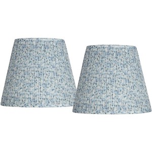 Springcrest Set of 2 Pleat Empire Print Lamp Shades Blue Floral Medium 8" Top x 13" Bottom x 10.75" High Spider Harp and Finial - 1 of 4