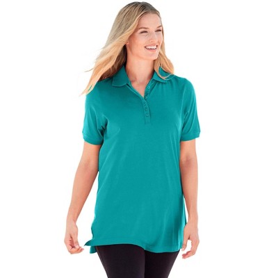 Woman Within Plus Size Perfect Short-Sleeve Polo Shirt