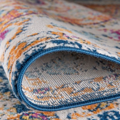 Multicolored Distressed Vintage Bohemian Area Rug 3'3" x 5'