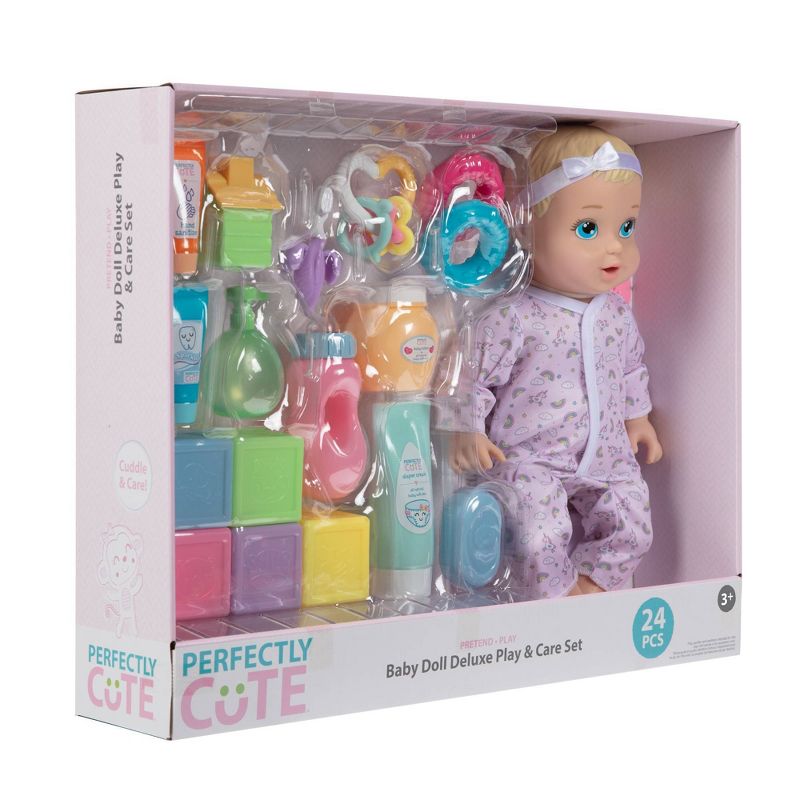 Perfectly Cute 24pc Baby Doll Deluxe Play and Care Set - Blonde Hair, 5 of 7
