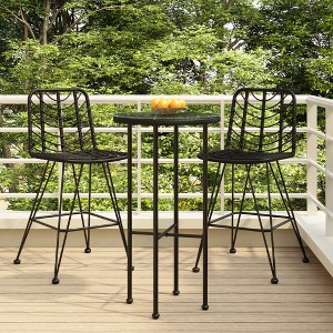 vidaXL Bar Stools 2 pcs Black 17.7 in.x22 in.x40.7 in. PE Rattan and Steel - 1 of 4