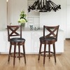 Costway Set of 2 Bar Stools 24'' Height Wooden Swivel Backed Dining Chair Home Kitchen Cross Back - 3 of 4