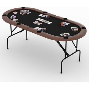 Coucheta 71" Foldable Poker Table Collection - 8-Player with Collapsible Legs, Cup Holders & Casino Felt, Multiple Colors - 1 of 4
