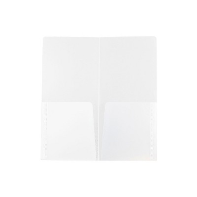 JAM Paper Heavy Duty Plastic Two-Pocket Mini Folders 4 1/4 x 9 1/8 Clear 96450D