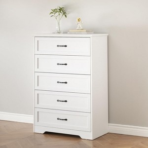 51.38" Modern Wood Dresser - 5/6 Drawer Chest for Bedroom, Large Storage, Assembled - 1 of 4
