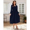 A-Line Dress for Women Fall 2025 Flounce V Neck Pleated Dress Lantern Sleeve Formal Dresses Church Dress - 3 of 4