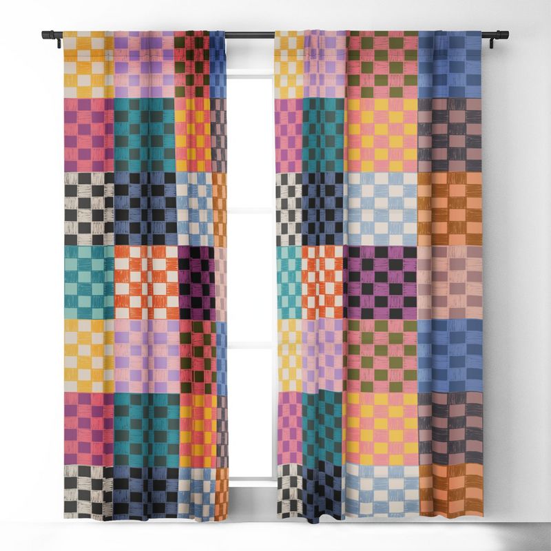 Schatzi Brown Alice Check Multi 84" x 50" Single Panel Blackout Window Curtain - Deny Designs, 2 of 5