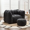 Gulches Black Chenille Square Bean Bag Seats with Footstool for Living Room & Bedroom - 2 of 4