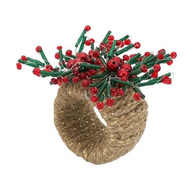 Saro Lifestyle Festive Beaded Napkin Ring (Set of 4), Multicolored