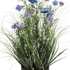 Slickblue 20" Potted Blue Cosmos Plant – Faux Flowers with Butterflies & Onion Grass in Black Pot - 2 of 3