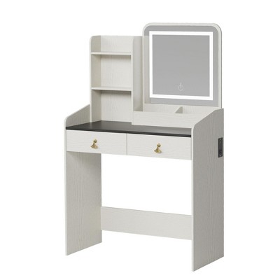 cream white + black wood grain tabletop