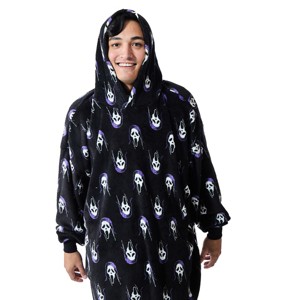 Ghostface Mask All-Over Print Black Oversized Hoodie Wearable Blanket-OSFA - 1 of 4