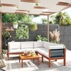 vidaXL Solid Acacia Wood Patio Lounge Set - 6 Piece Outdoor Furniture Set with Cushions, Cream White, Weather-Resistant and Easy Assembly - 2 of 4