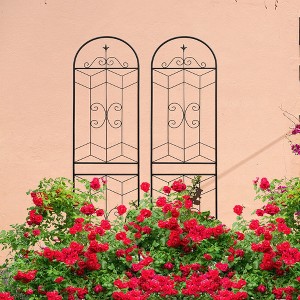 Gulches 2 Pack Metal Garden Trellis 86.7" x 19.7" Rustproof Trellis for Climbing Plants Outdoor Flower Support Black - 1 of 4