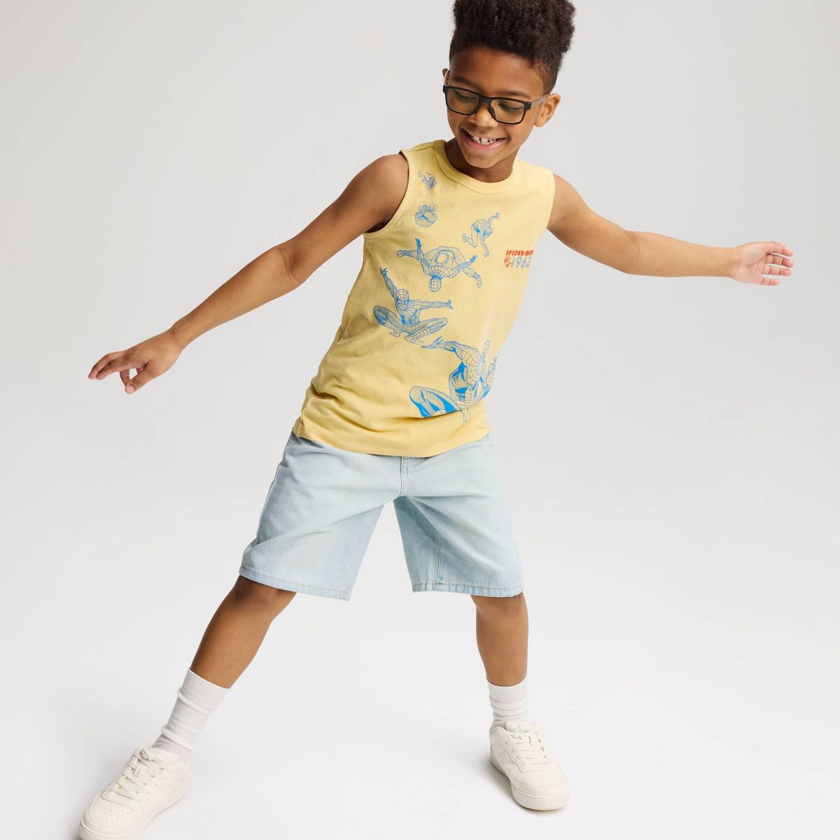 Boys' Short Sleeve Spider-Man Graphic Tank Top - Cat & Jack™ Yellow - thumbnail 4