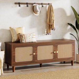 Tribesigns 55" Shoe Storage Bench, 3 Doors 2 Tier Shoe Cabinet with Lift Top Storage, Entryway Bench for Entryway, Bedroom, Living Room - 1 of 4