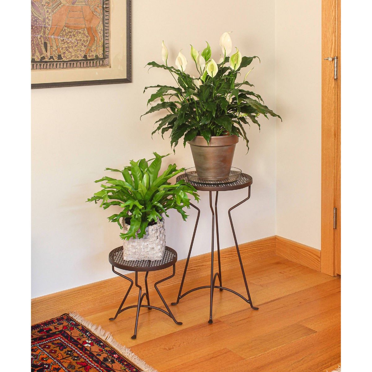 12.5" x 12" Roman Bronze Wrought Iron Capri Plant Stand Powder Coated - ACHLA Designs: No Assembly, Indoor/Outdoor Use - thumbnail 3