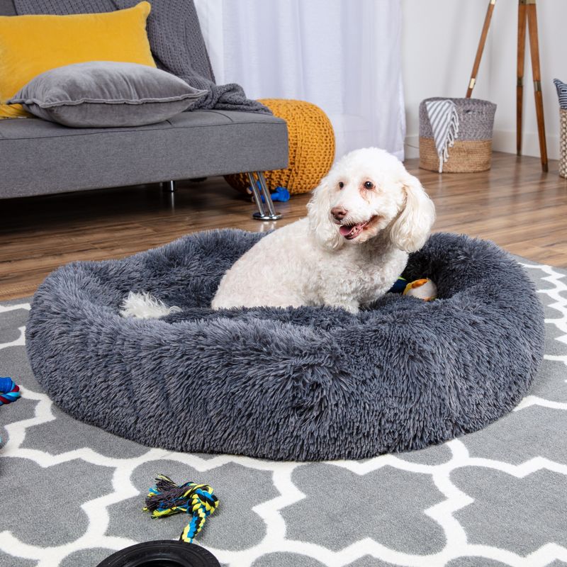 Best Choice Products 36in Dog Bed Self-Warming Plush Shag Fur Donut Calming Pet Bed Cuddler, 3 of 8
