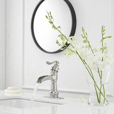 Brushed Nickel Single-Handle Waterfall Bathroom Faucet