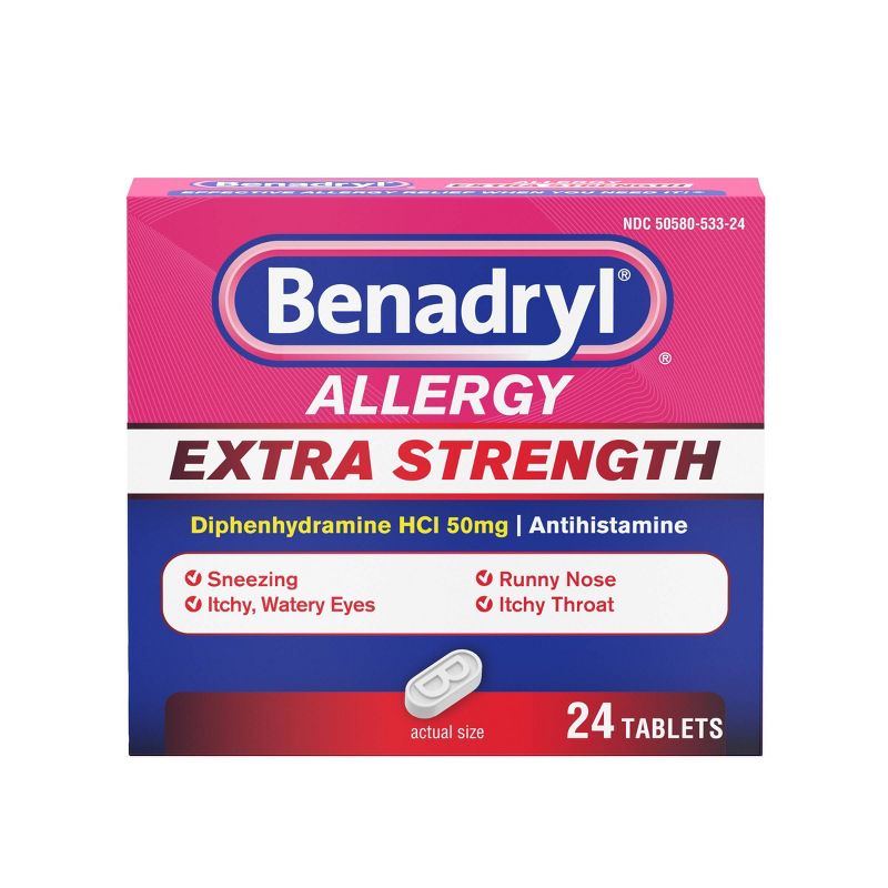 Benadryl Extra Strength Antihistamine Allergy Relief Tablets - 24ct, 3 of 10