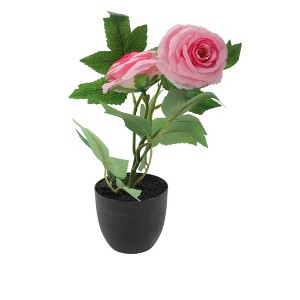 Unique Bargains Artificial Plants Two-Headed Lotus Bonsai Plastic 2.95"x2.95"x9.06" 1 Pcs - 1 of 4