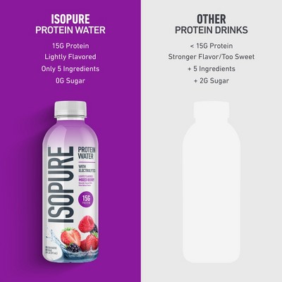 Isopure Ready to Drink Mixed Berry 15g Clear Protein Water with Electrolytes - 4pk/20 fl oz