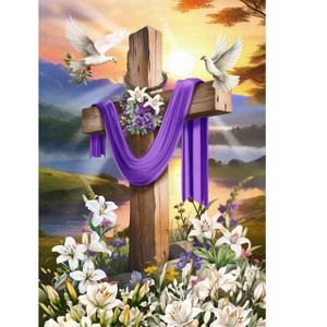 Briarwood Lane House Flag 40x28 For Outdoor Easter Sunrise Cross For Easter House Flag - 1 of 4