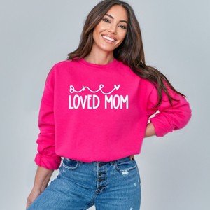 Simply Sage Market One Loved Mom Sweatshirt - M - Raspberry - 1 of 4