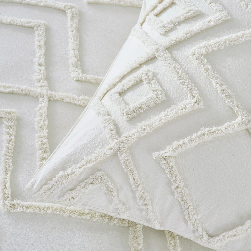 Textured Duvet Cover & Shams | 3 Piece Set Soft 100% Cotton | White Duvet Cover by California Design Den, 3 of 9