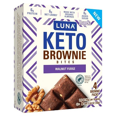Luna Keto Brownie Bites Walnut Fudge - 4pk