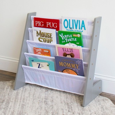 Kids' Gray and White L-Shaped Book Rack