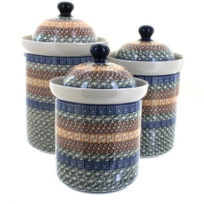 Blue Rose Polish Pottery Athena 3 Piece Canister Set