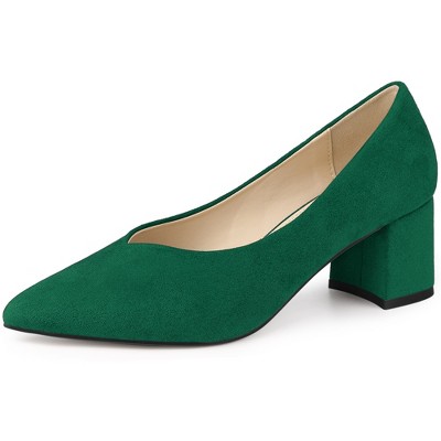 Allegra K Women's Pointy Toe Slip-on Low Chunky Heels Pumps