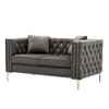 Modern Velvet Loveseat Sofa, With Jeweled Buttons, Square Arm, 2 Pillows, Comfortable Upholstered Sofa, For Living Room Bedroom Apartment - 2 of 4