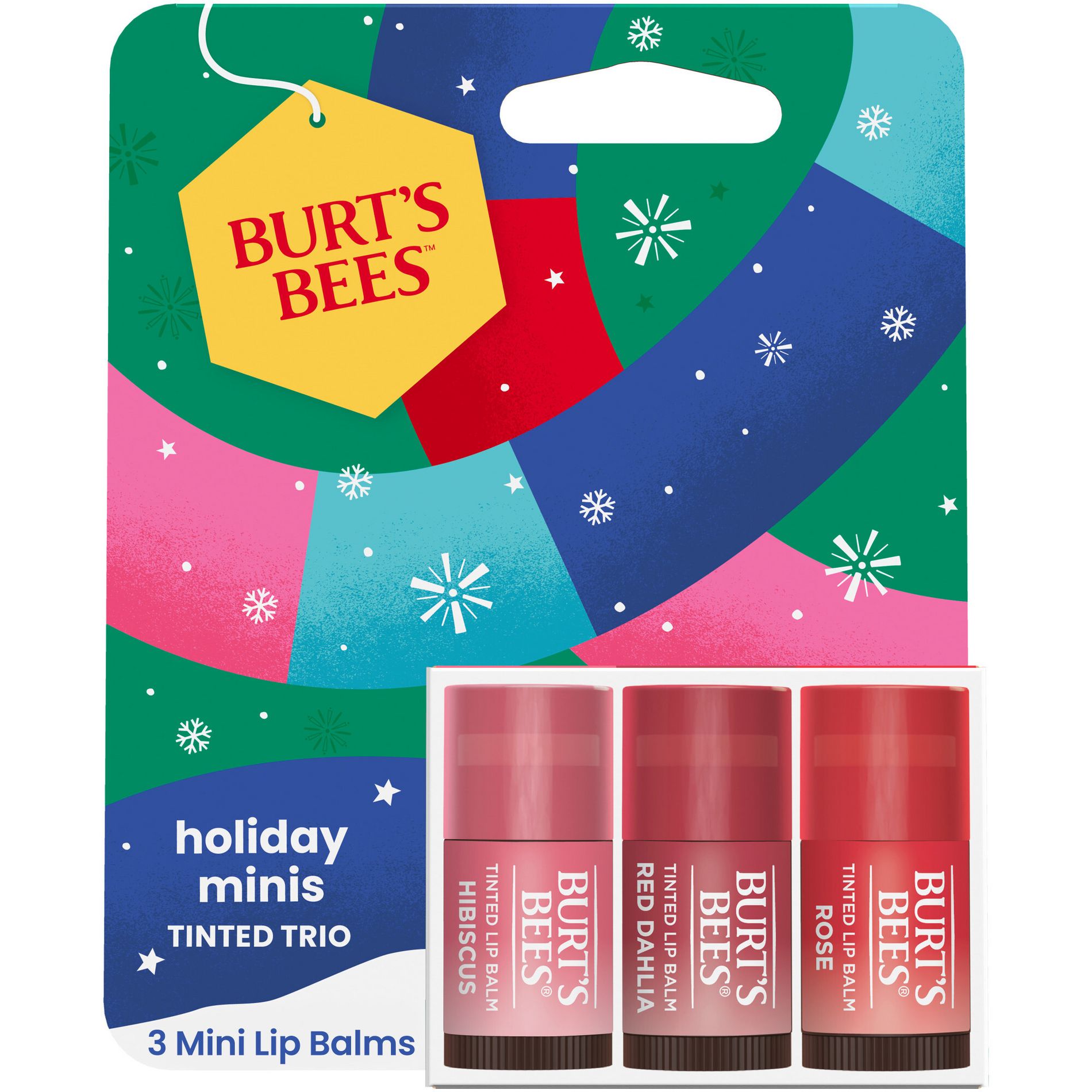 Burt's Bees Mini Lip Balms - Mini Rose + Red Dhalia + Hibiscus - 0.049oz/3ct