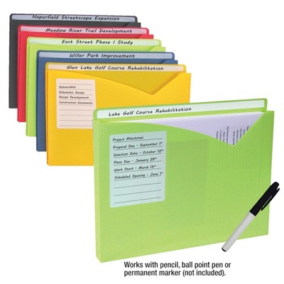 C-Line Write-On Poly File Jackets, Letter Size, Assorted Colors, pk of 10