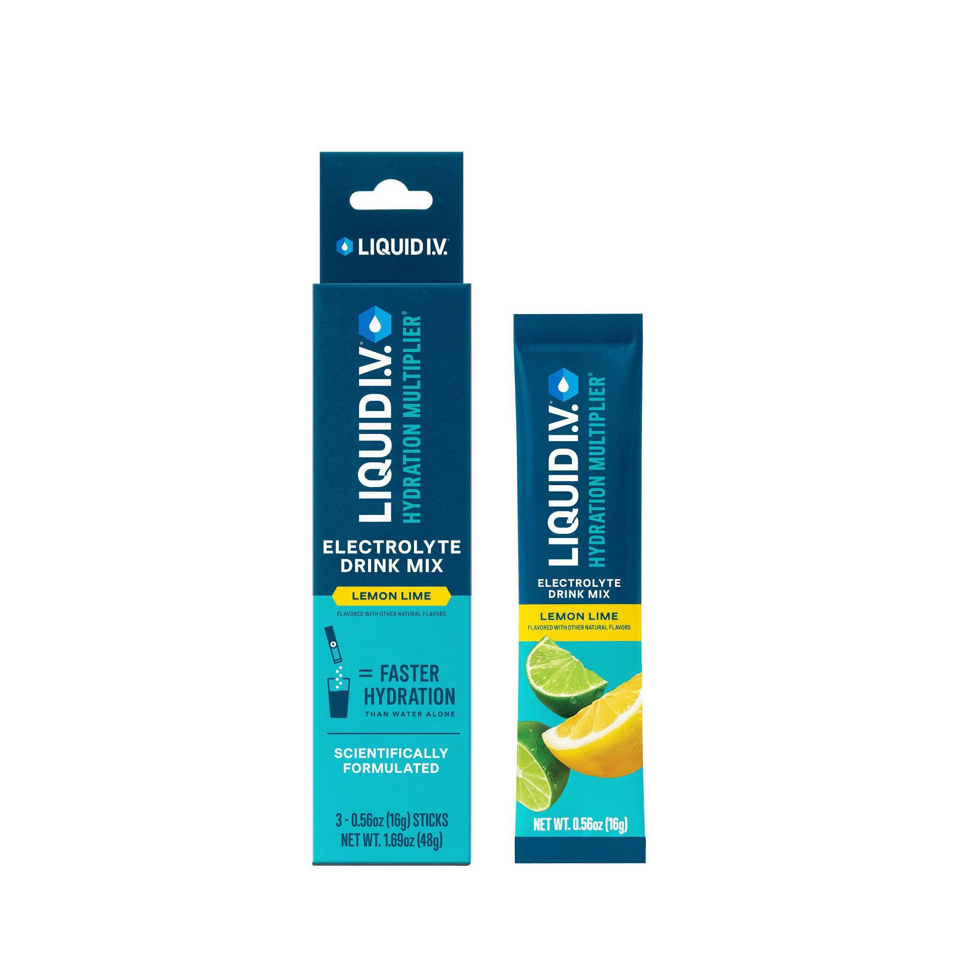 Liquid I.V. Hydration Multiplier Vegan Powder Electrolyte Supplements - Lemon Lime - 0.56oz each/3ct