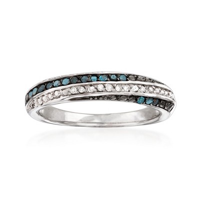 Ross-Simons 0.18 ct. t.w. Blue and White Diamond Ring in Sterling Silver