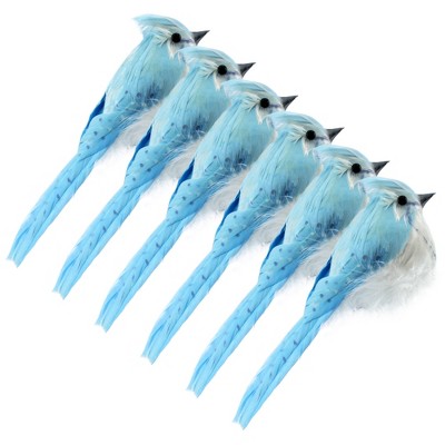 Cornucopia Brands Artificial Blue Jays, 6pk; Realistic Feathered Decorations for Christmas Trees, Wreaths and Crafts