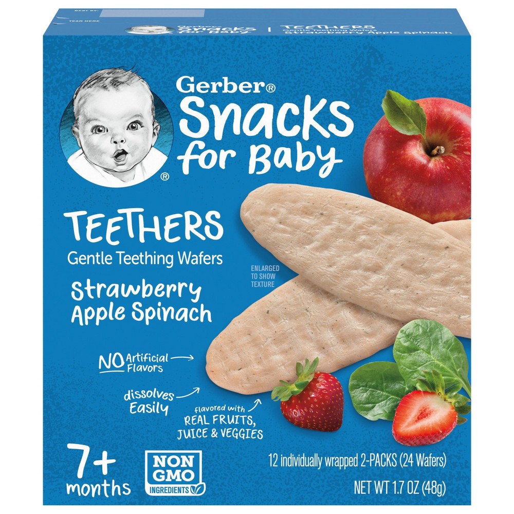 Photos - Baby Food Gerber Teethers Strawberry Apple Spinach - 12ct/1.7oz Total 