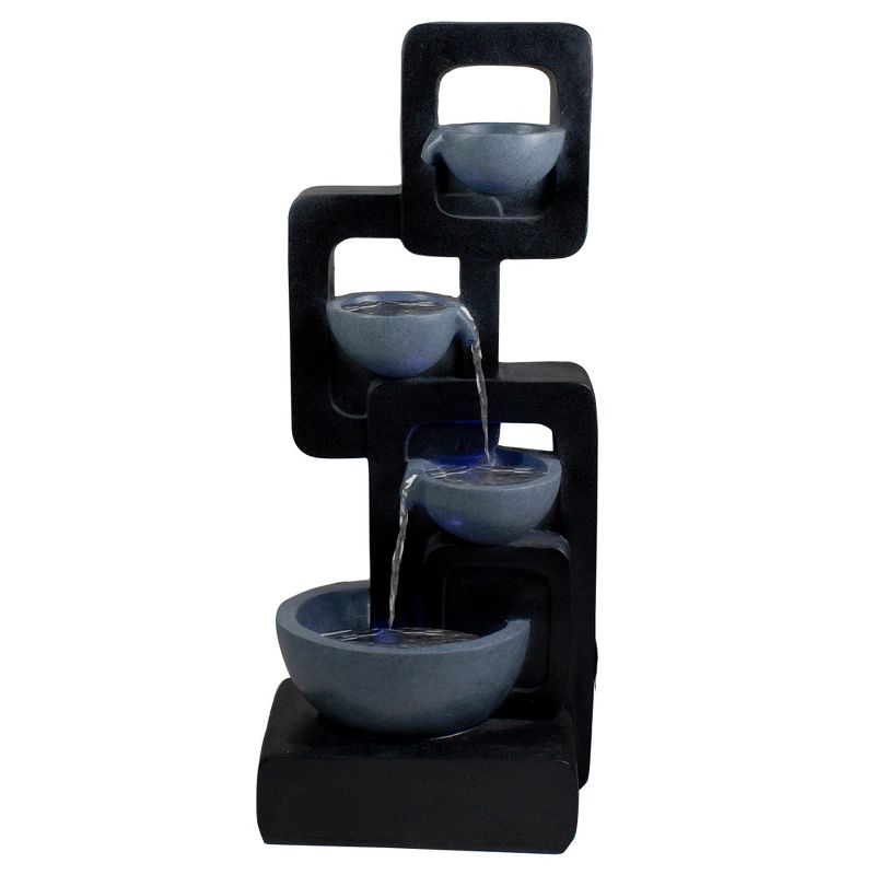 Northlight 32" Black and Gray Four-tier Modern Outdoor Garden Water Fountain, 1 of 6