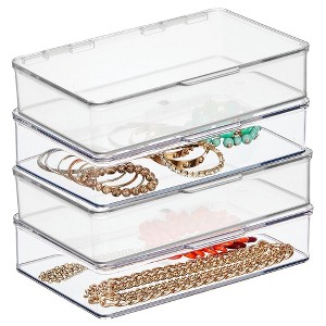 mDesign Plastic Bedroom Closet Storage Organizer Box, Hinged Lid - 1 of 4