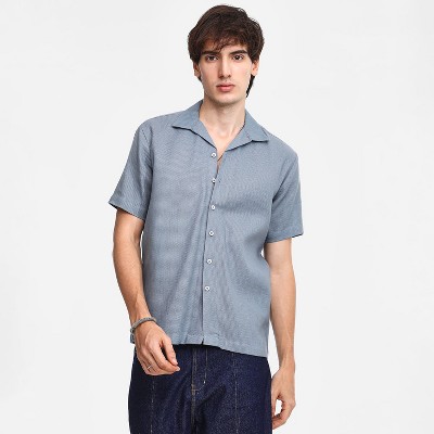 Campus Sutra Men Men's Cloud Grey Solid Resort Shirt