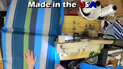 Rust and Teal Striped Hanging Chair with Cushions