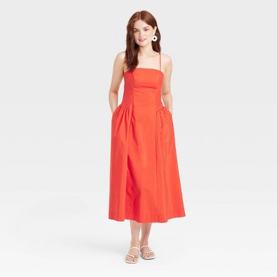 Women's Dropped Waist Midi A-Line Dress - A New Day™