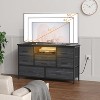 coucheta 8 Drawer Dresser with LED Lights & Charging Station, Wide Console Table for 55 Inch TV, TV Stand Dresser Organizer for Living Room, Bedroom - 3 of 4