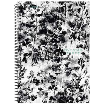 Five Star 80pg 2 Subject Ruled Notebook 9.5"x7.2" Black and White Floral