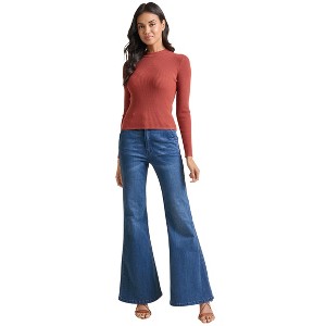 VENUS Womens Ribbed Long Sleeve Top - 1 of 4